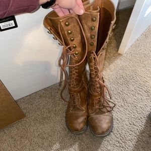 Brown lace up boots